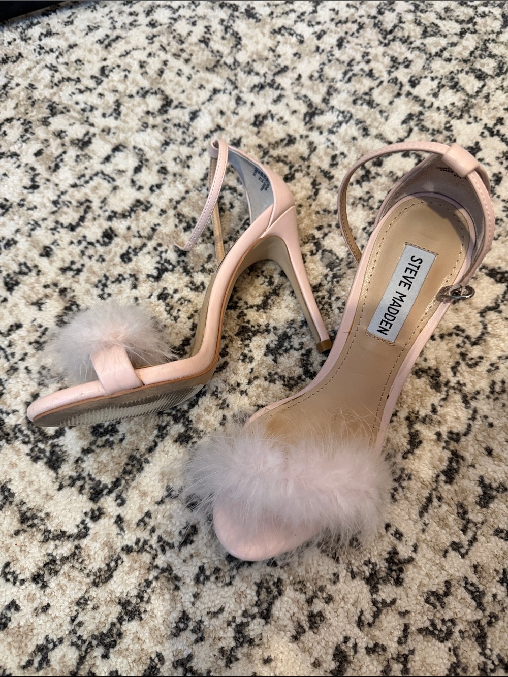 Steve Madden Blush Feather Strap Stiletto Sandals